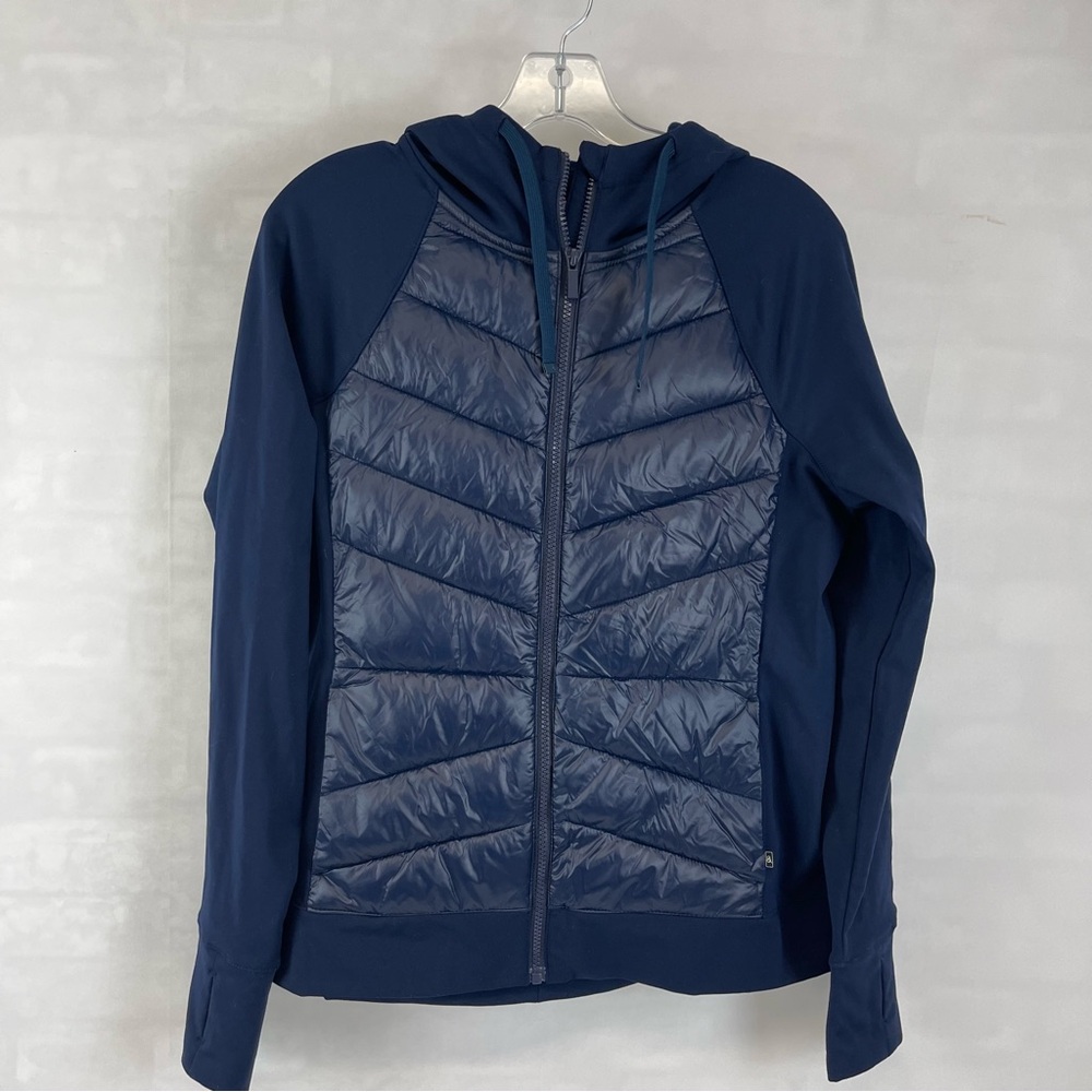 Lou & Grey Navy Quilted Zip Hoodie Jacket Size M